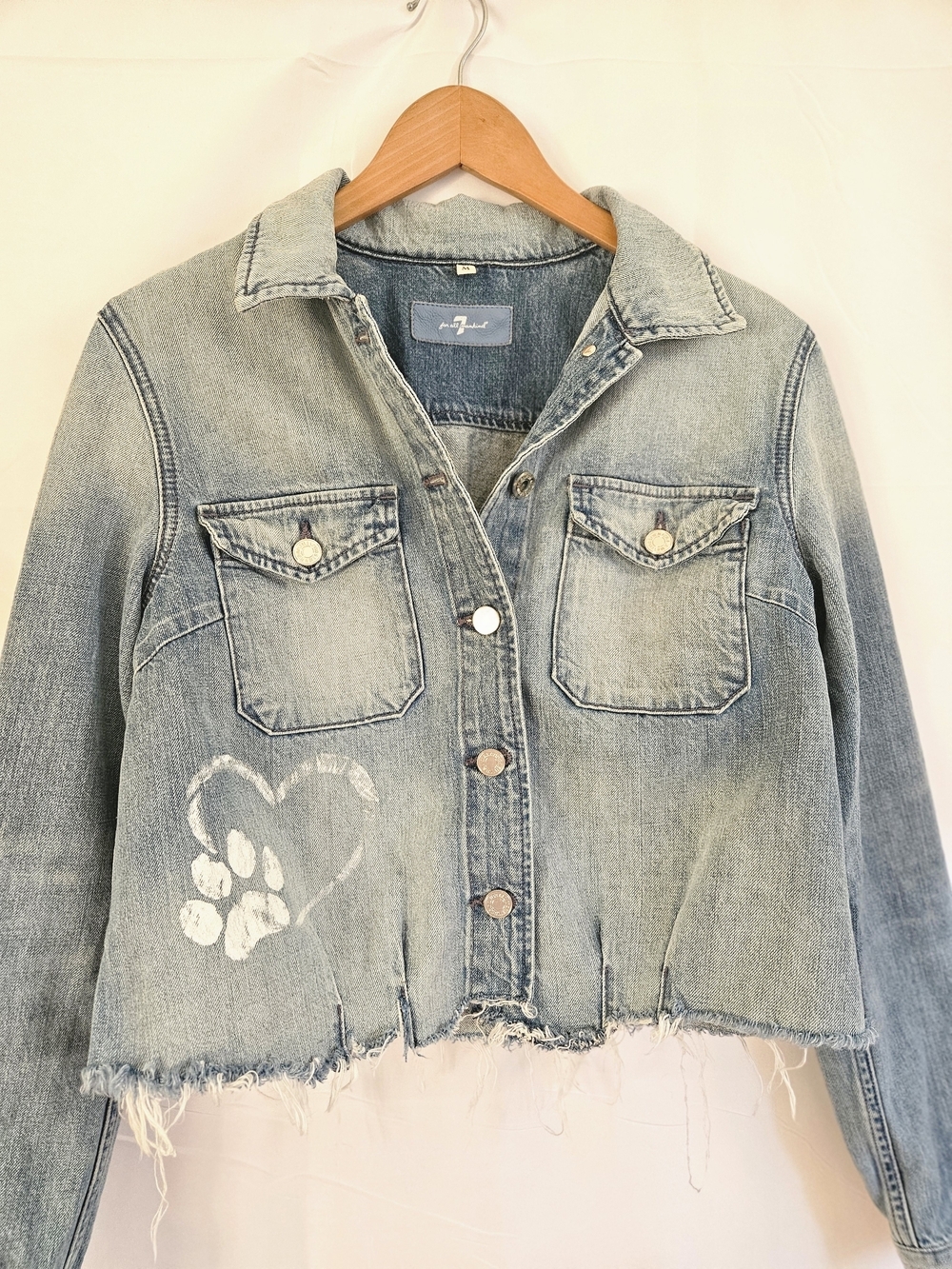 7 For All Mankind Light Blue Denim Jacket - Picture 2 of 15